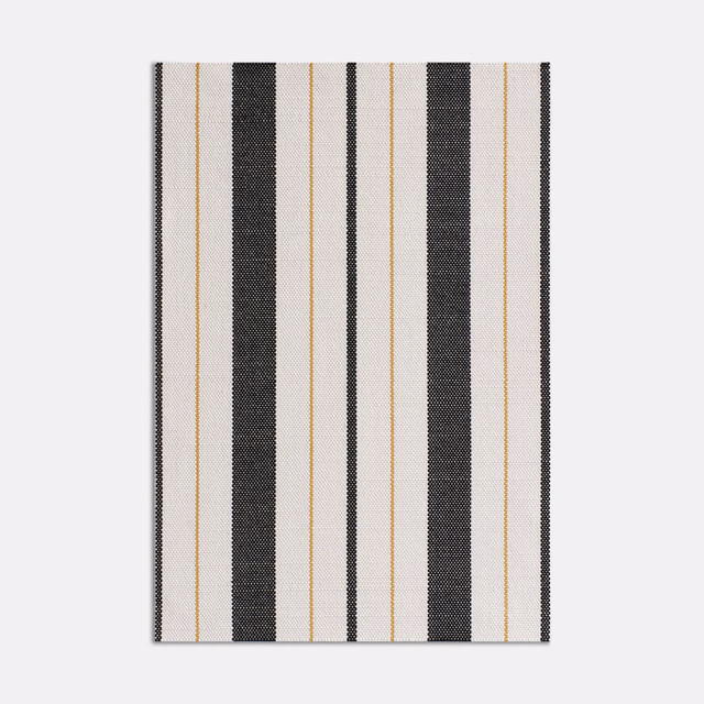Ivory jacquard with charcoal and muted ochre vertical stripes