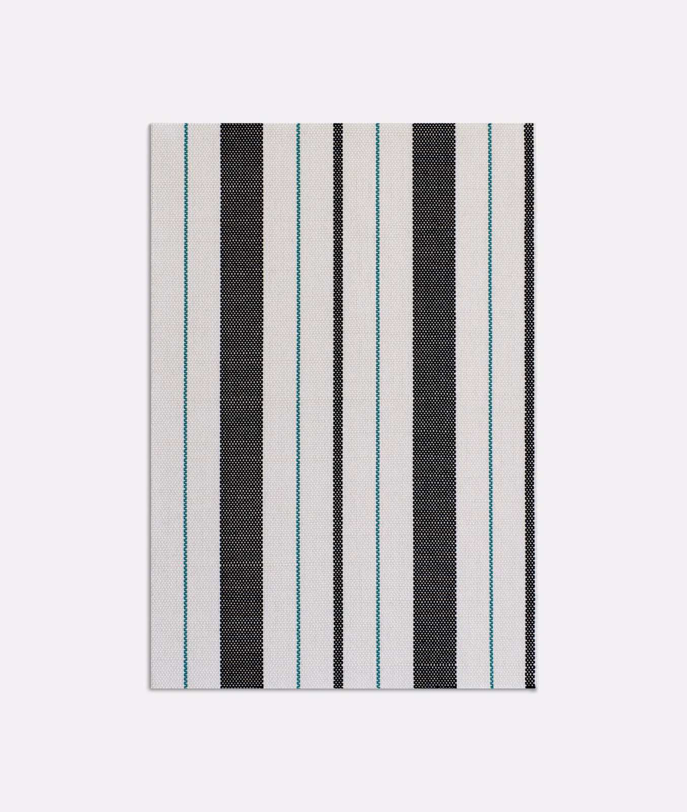Andatura Malachite jacquard with charcoal and teal vertical stripes on ivory