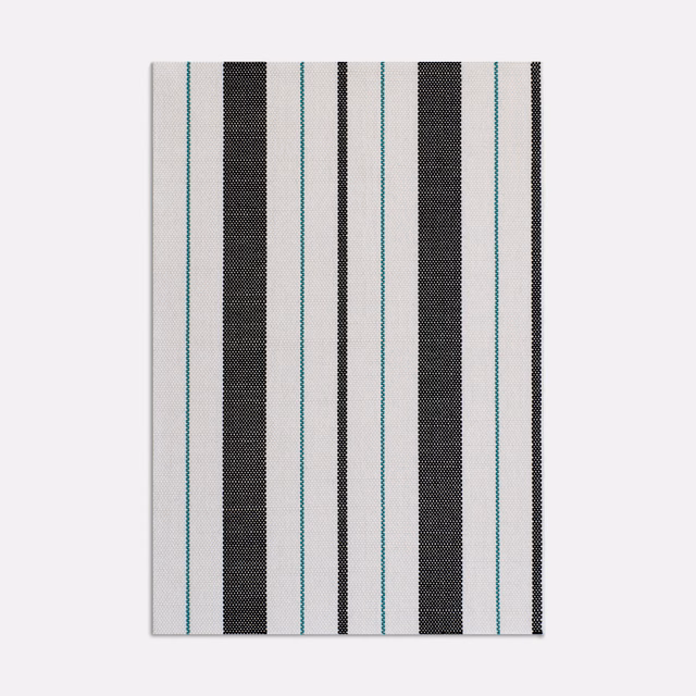Andatura Malachite jacquard with charcoal and teal vertical stripes on ivory