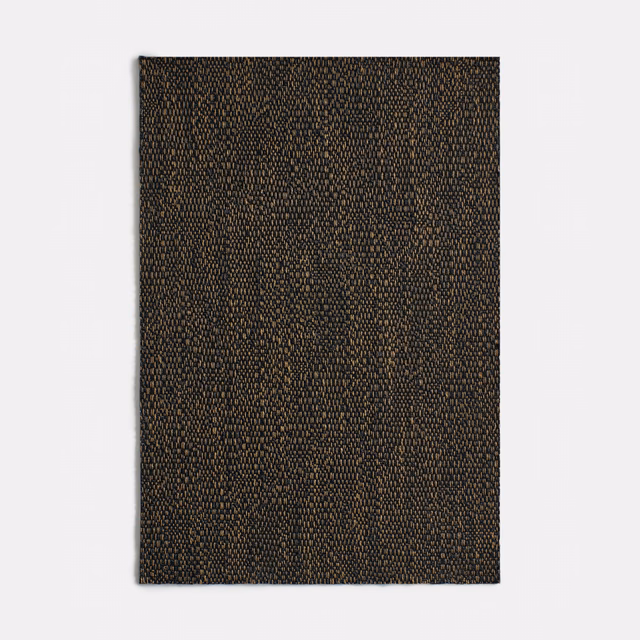 Dark brown-black jacquard with fine vertical texture and subtle bronze flecks