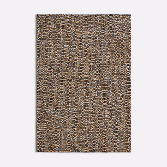 Dense mottled brown and taupe jacquard swatch with a tiny pebbled woven texture