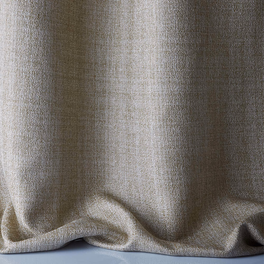 Warm greige-gold textile with fine vertical texture and softly reflective folds