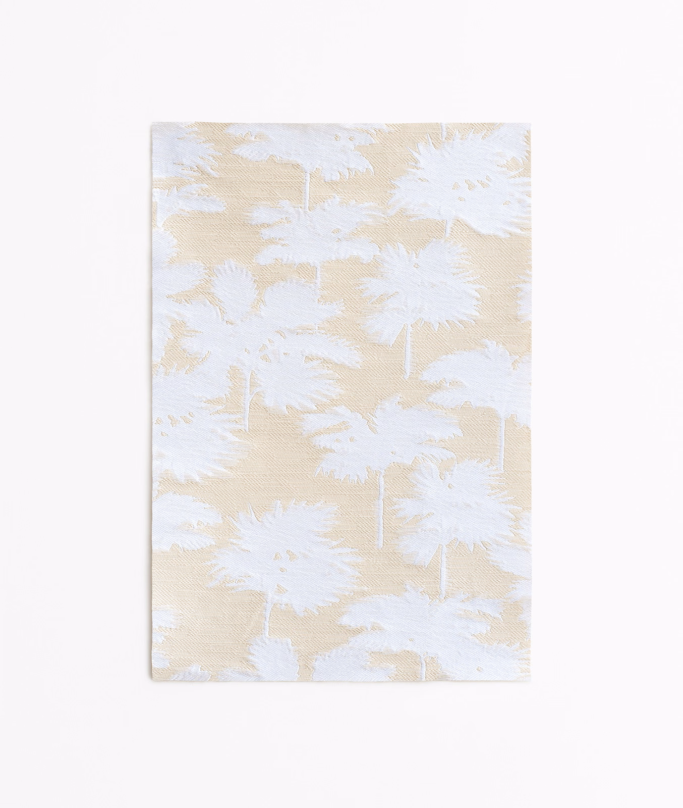 Pale kaolin jacquard with white feathery botanical motifs and a softly textured weave