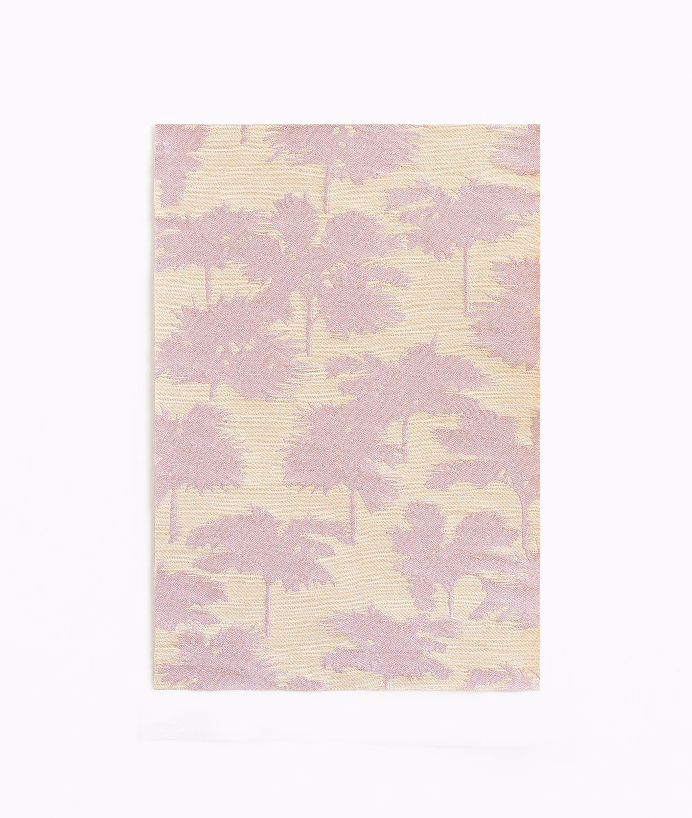 Pale cream jacquard with dusty lilac-pink tree silhouettes and subtle woven texture