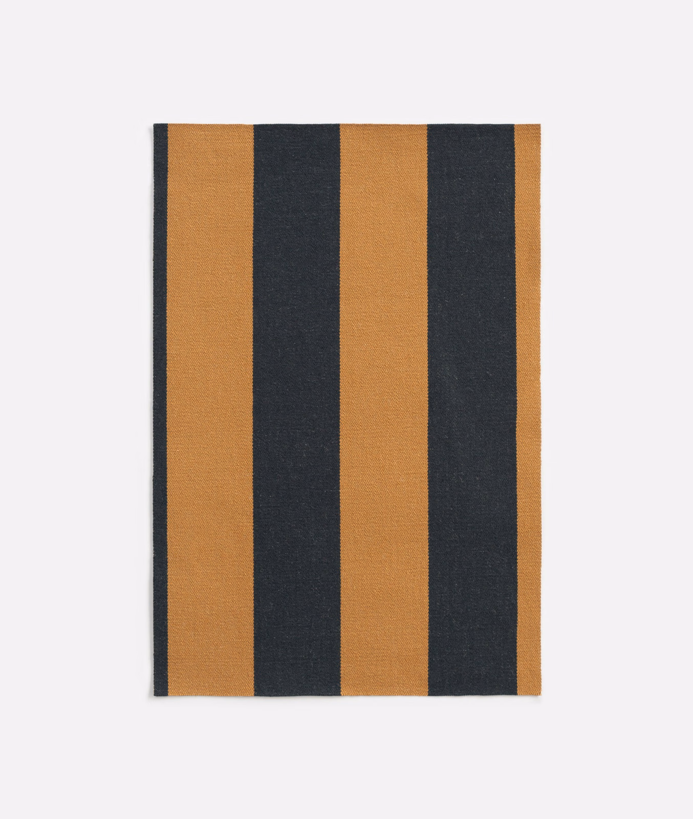 Ochre and charcoal wide-striped jacquard fabric with a fine woven texture