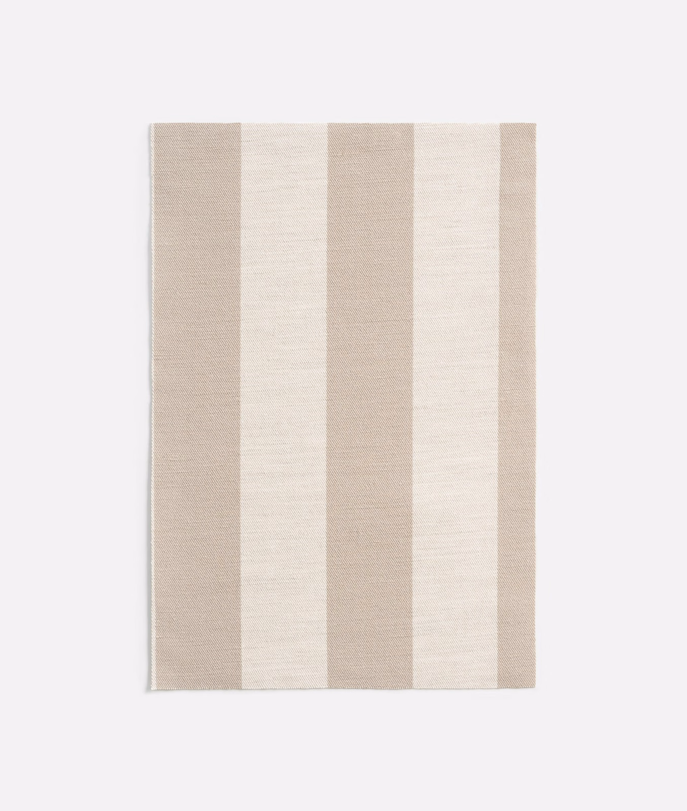 Warm taupe and ivory vertical striped jacquard with a fine woven grain