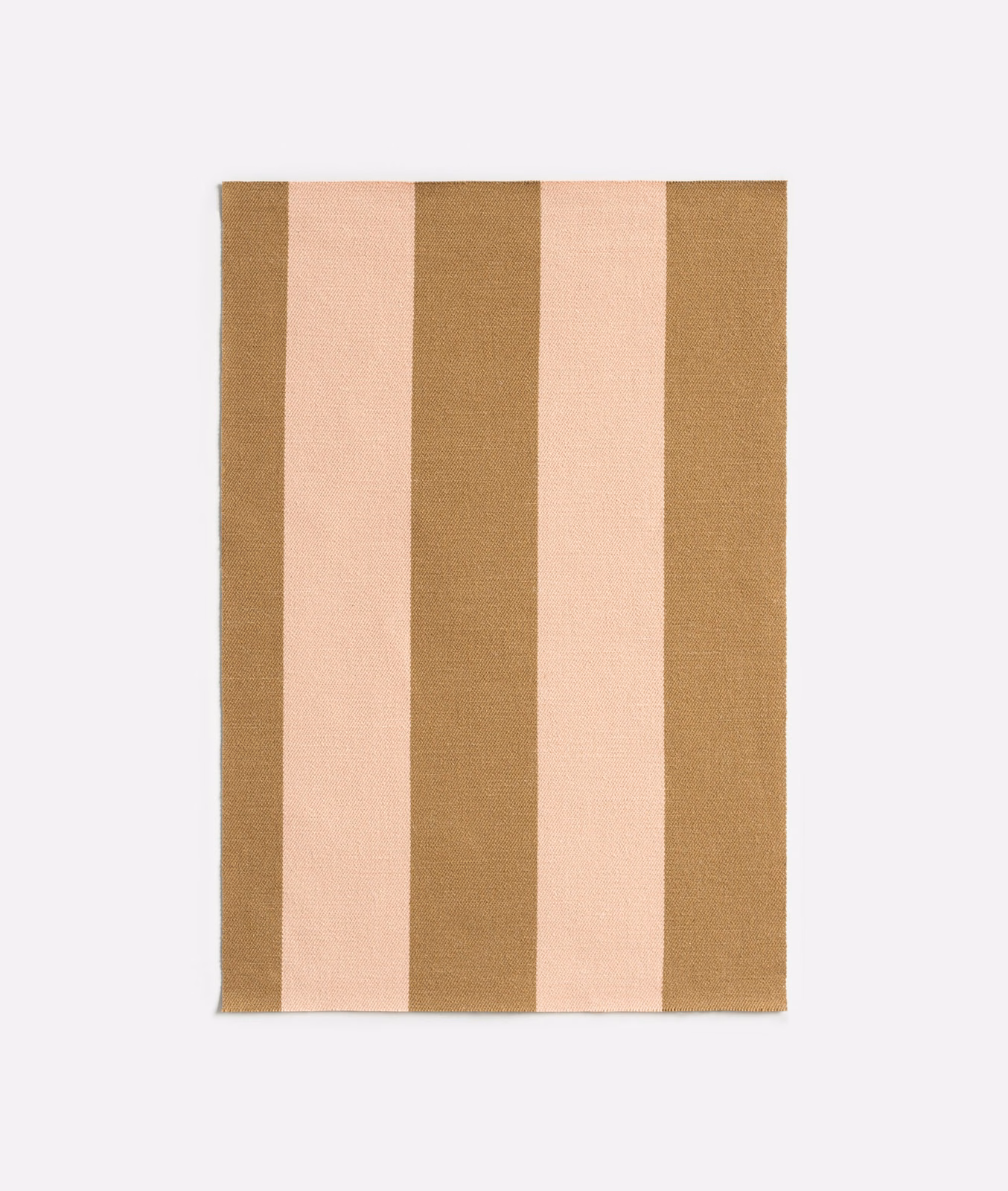 Camel brown and blush pink wide vertical stripes on a subtly woven jacquard swatch