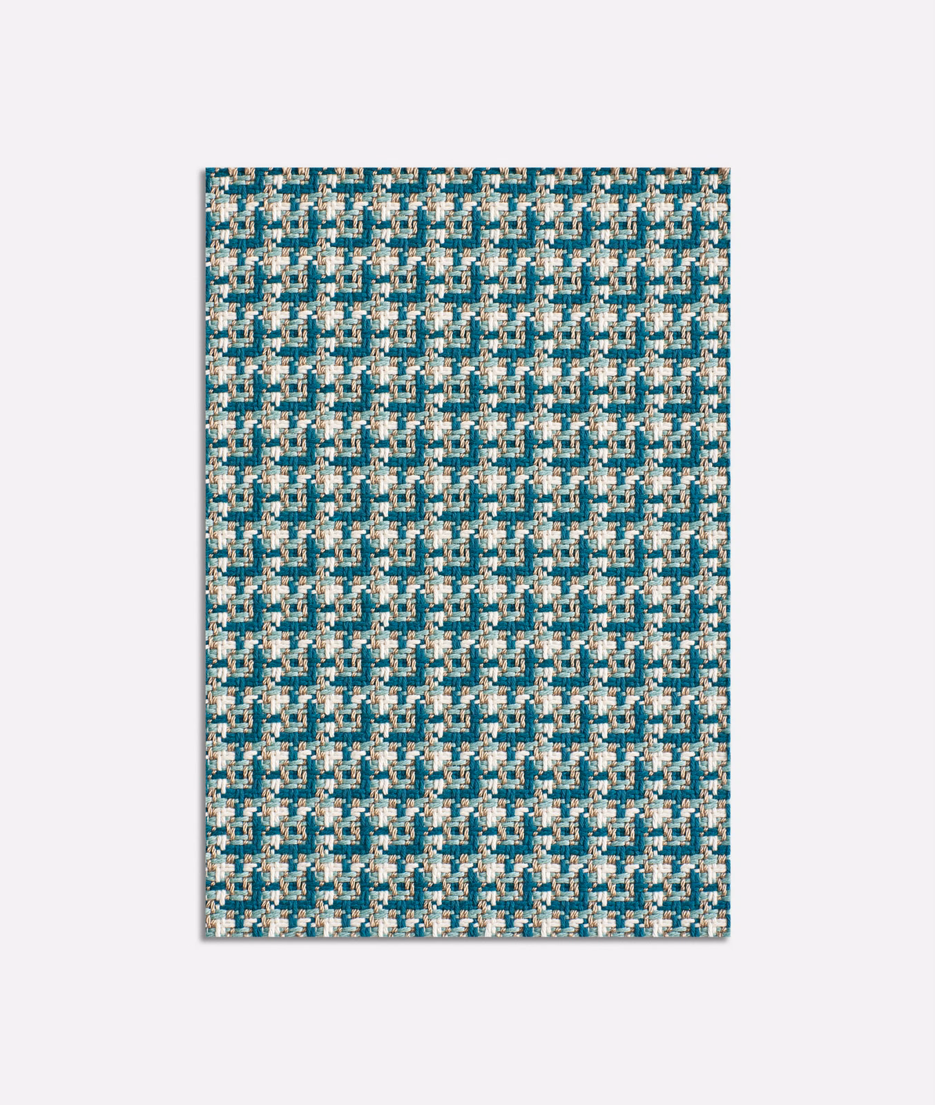 Teal and cream Chérie Turchese jacquard with dense, block-like woven texture