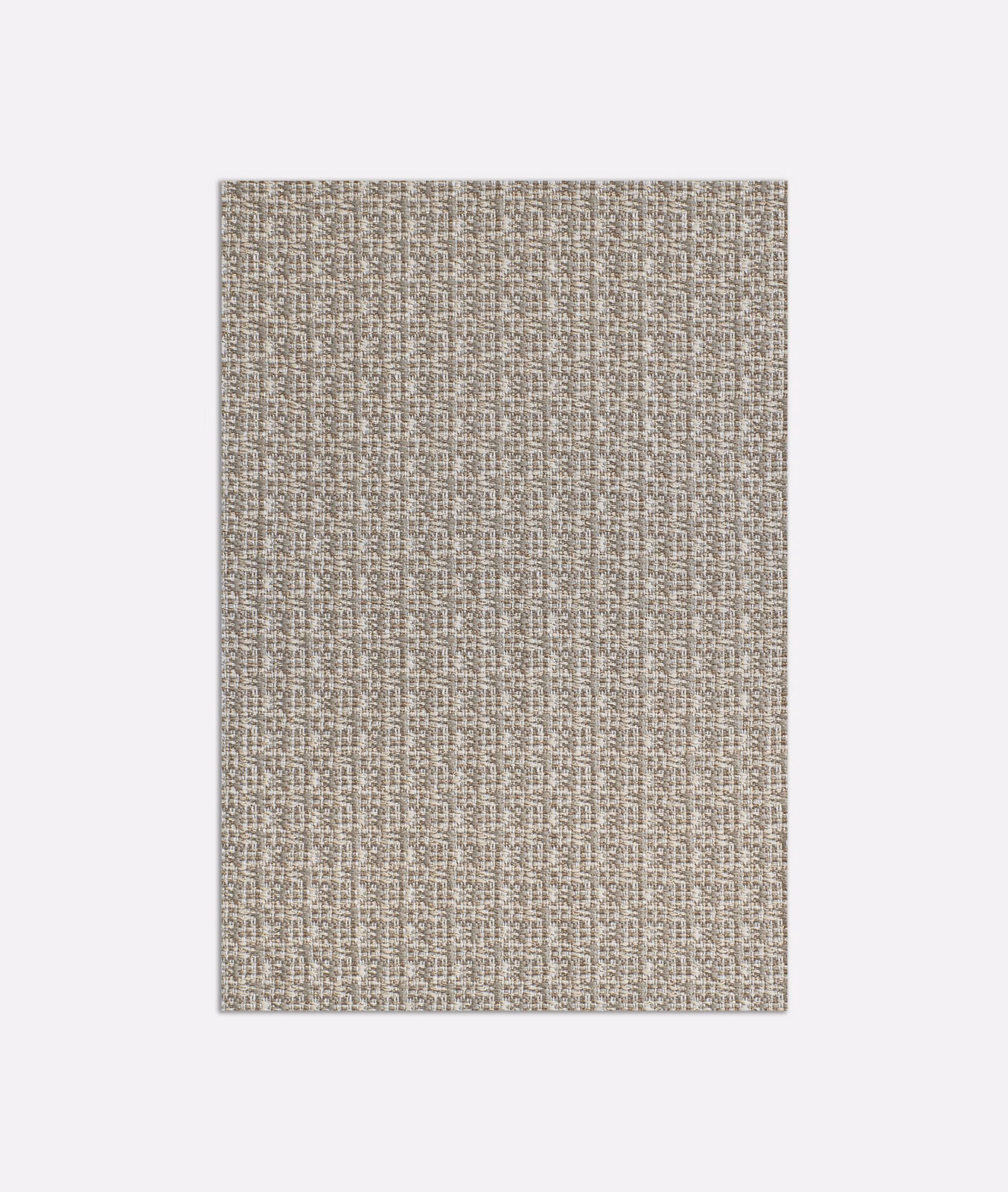Cool silver-taupe jacquard swatch with dense, finely broken geometric weave
