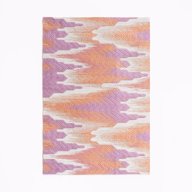 Dusty rose, lilac and peach jacquard with broken horizontal chevron bands