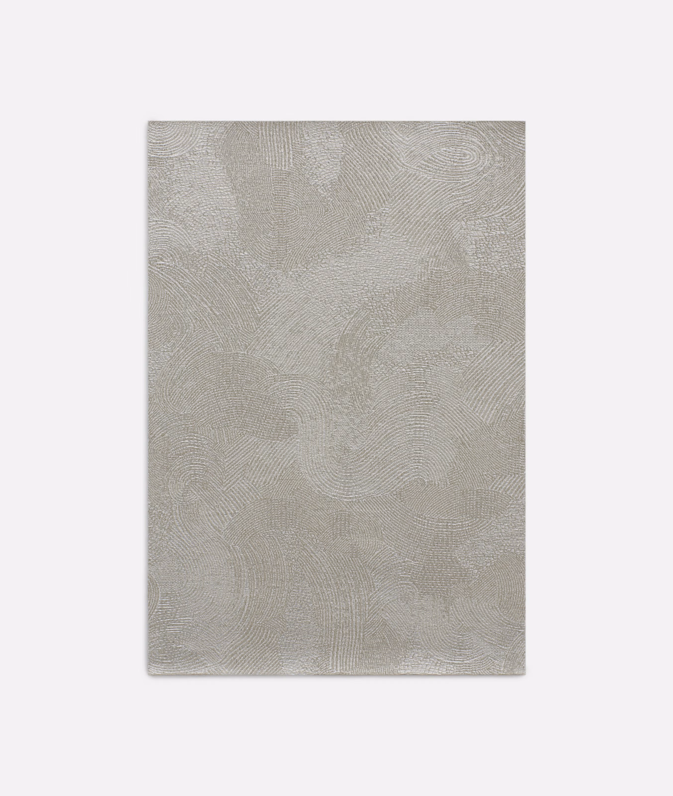 Pale silver-grey jacquard with layered oval contour lines and softly raised texture