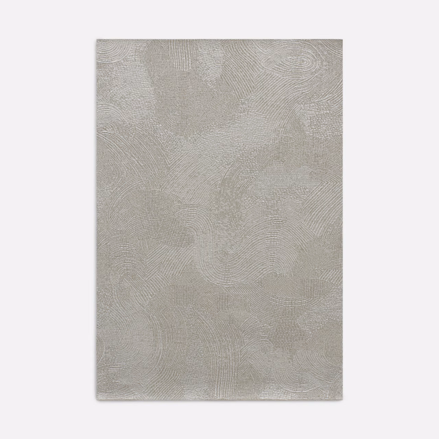 Pale silver-grey jacquard with layered oval contour lines and softly raised texture
