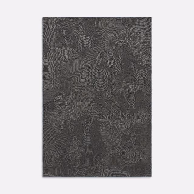 Deep charcoal jacquard with rippling tonal linework and subtle woven texture