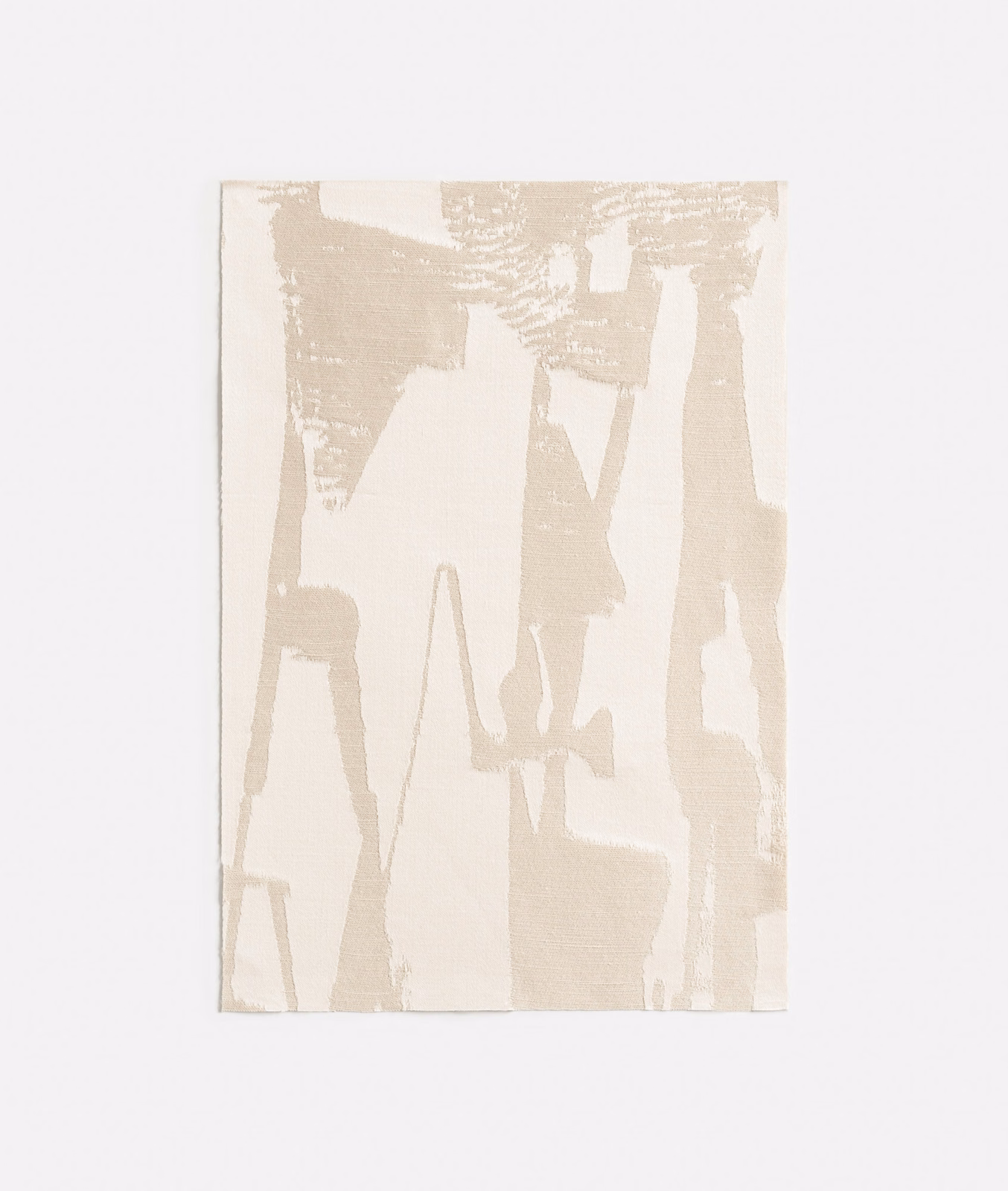 Warm ivory jacquard with pale taupe abstract vertical brush marks