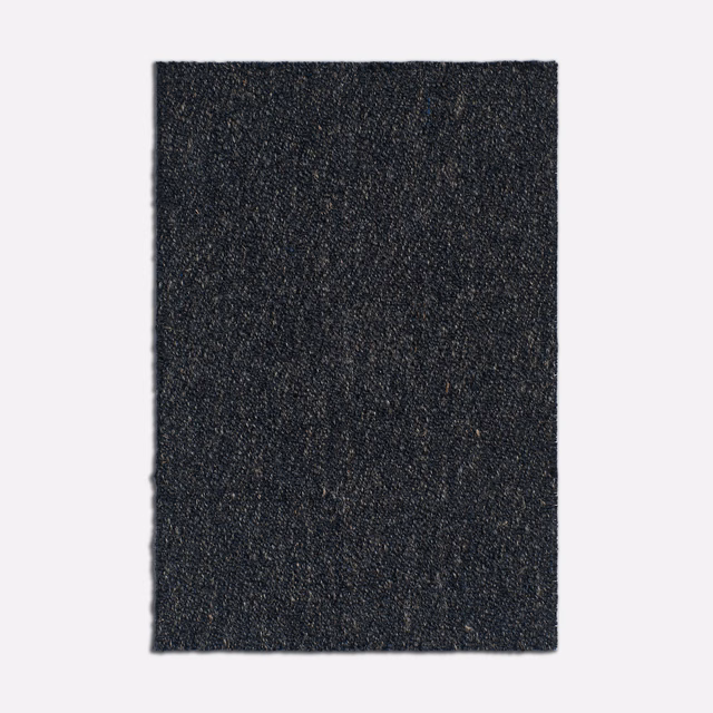 Deep charcoal jacquard swatch with nubby weave and subtle vertical graphite movement