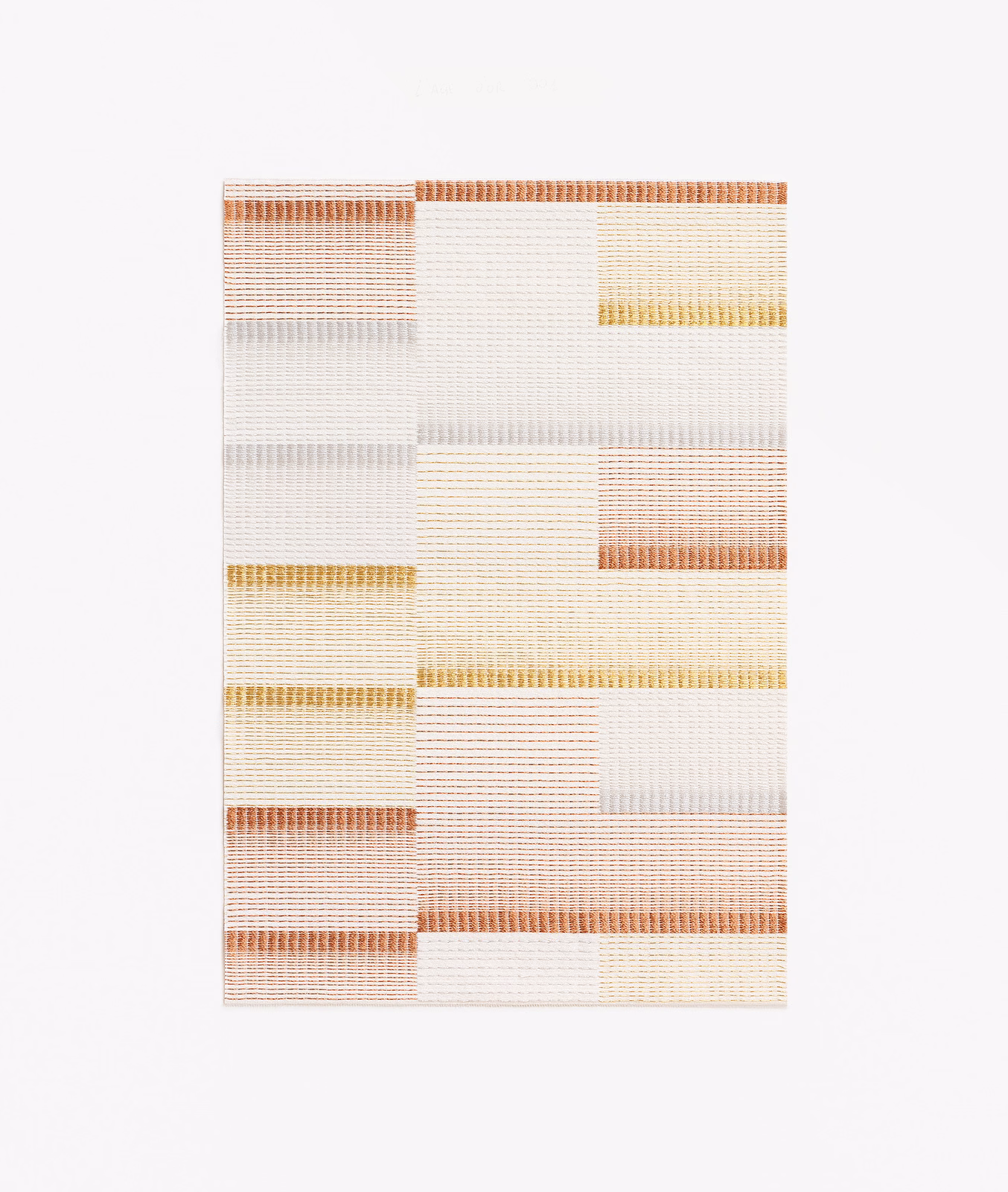 Ivory jacquard with rust, peach and ochre horizontal woven bands