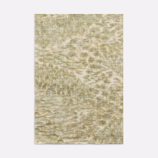 Moss-green and ivory jacquard with softly mottled horizontal woven texture