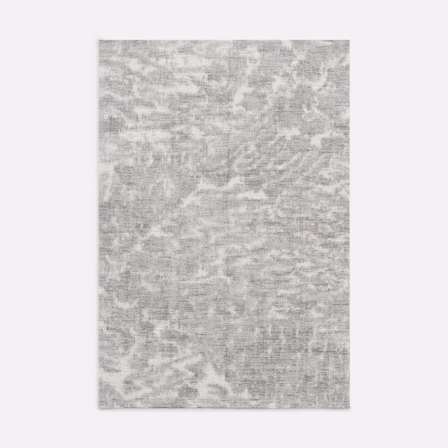 Pale silver-grey jacquard with mottled botanical damask and fine woven texture