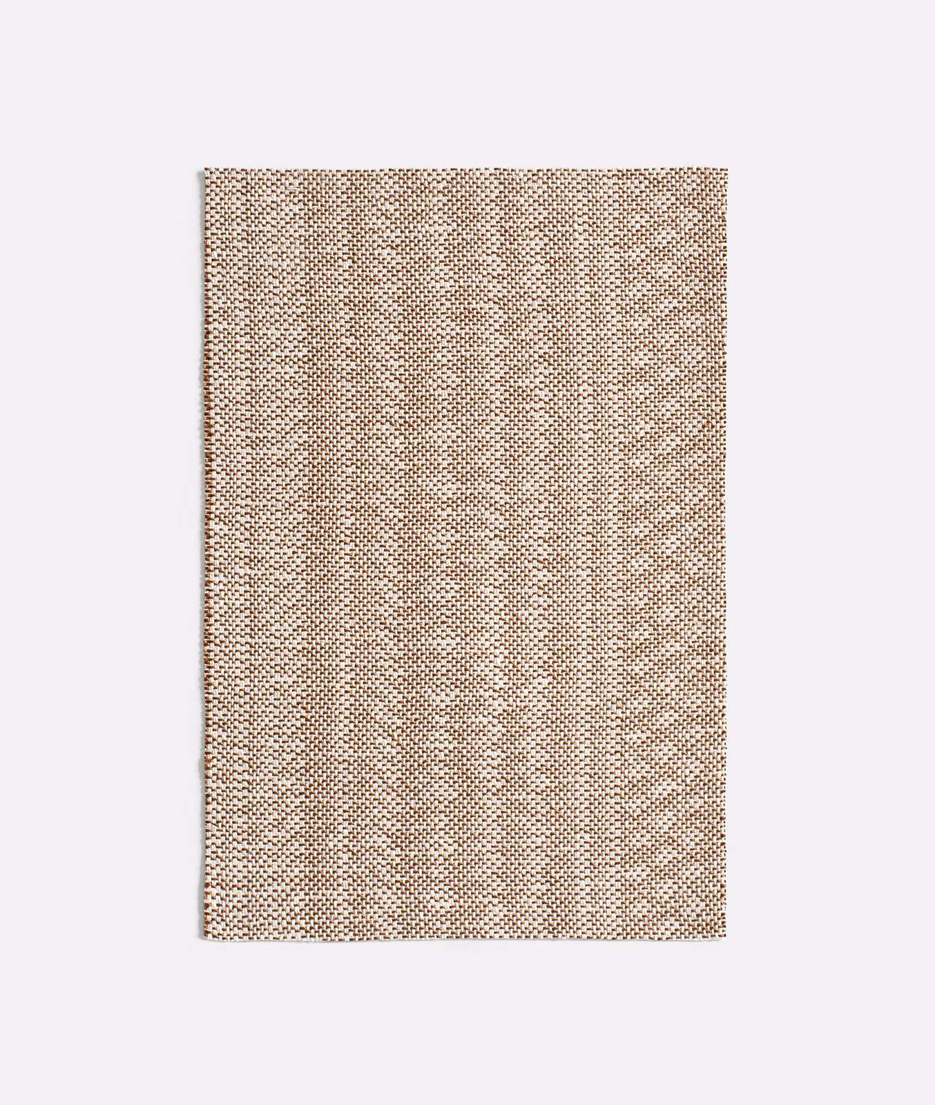 Warm cuoio taupe jacquard swatch with small woven texture and vertical tonal bands