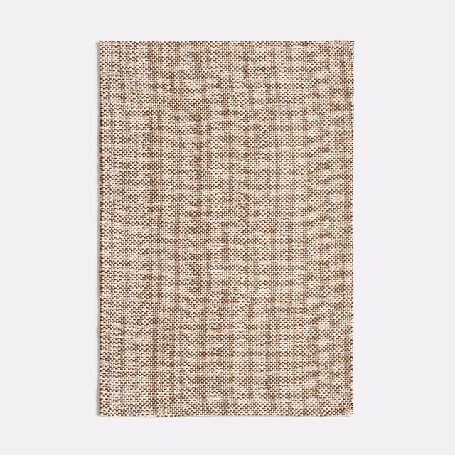 Warm cuoio taupe jacquard swatch with small woven texture and vertical tonal bands