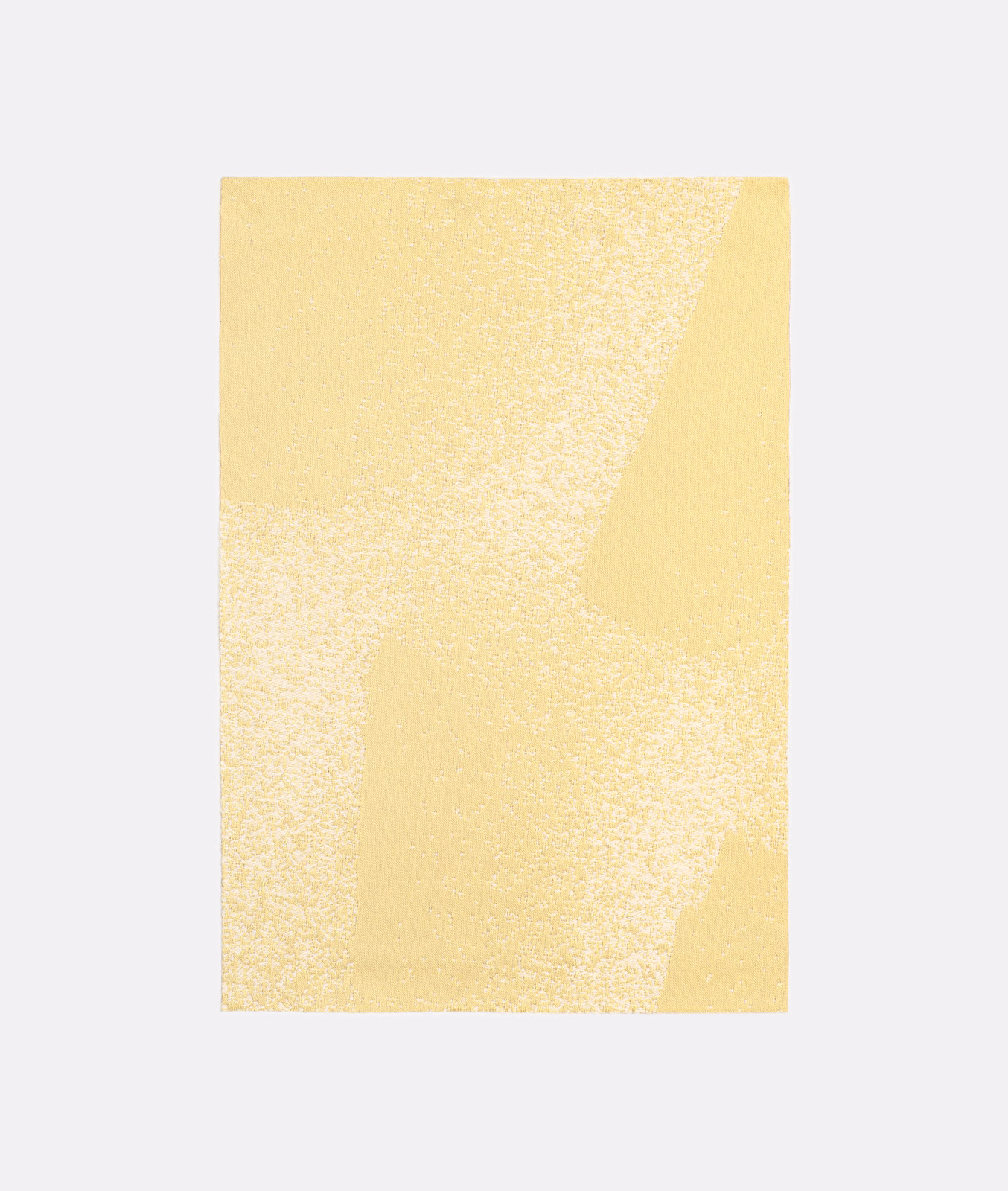 Pale absinthe-yellow jacquard with chalky diagonal abstract bands and granular woven texture