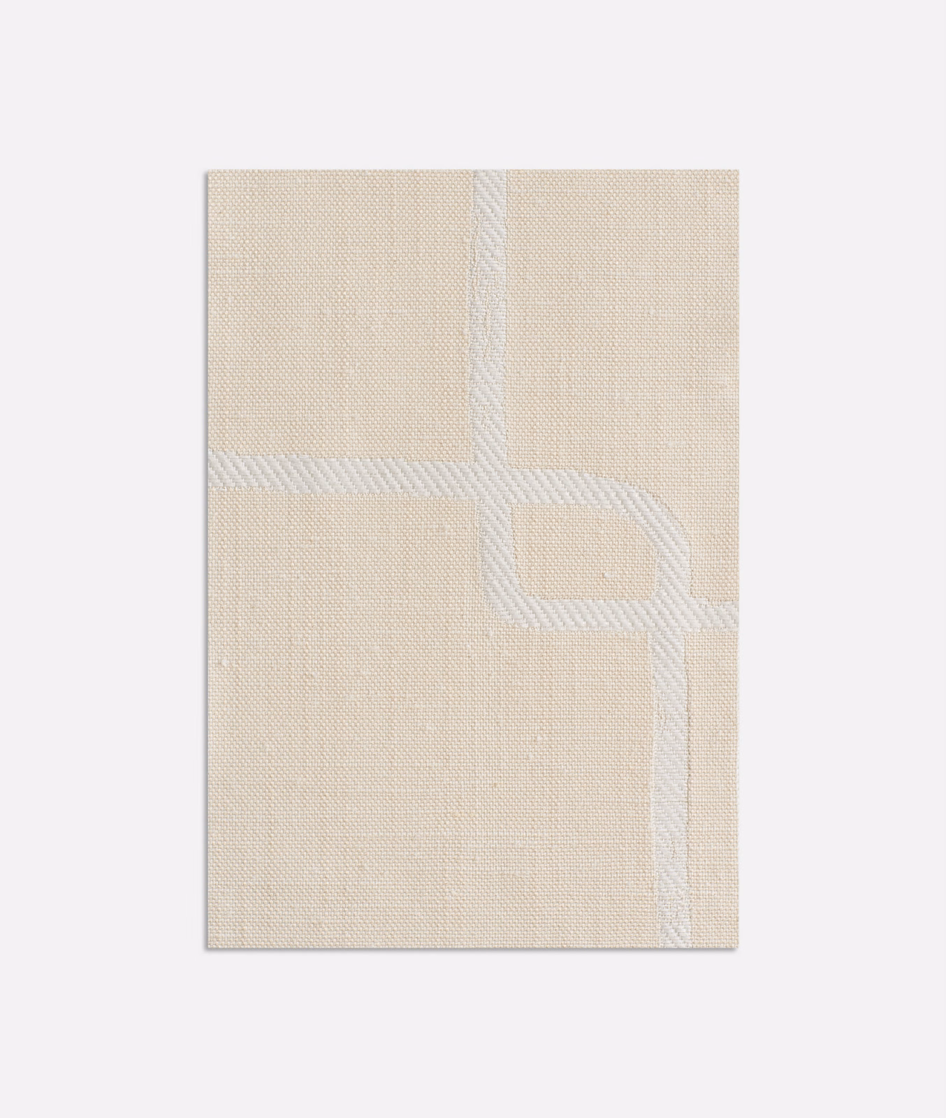 Pale beige jacquard with chalk-white geometric bands and fine woven texture