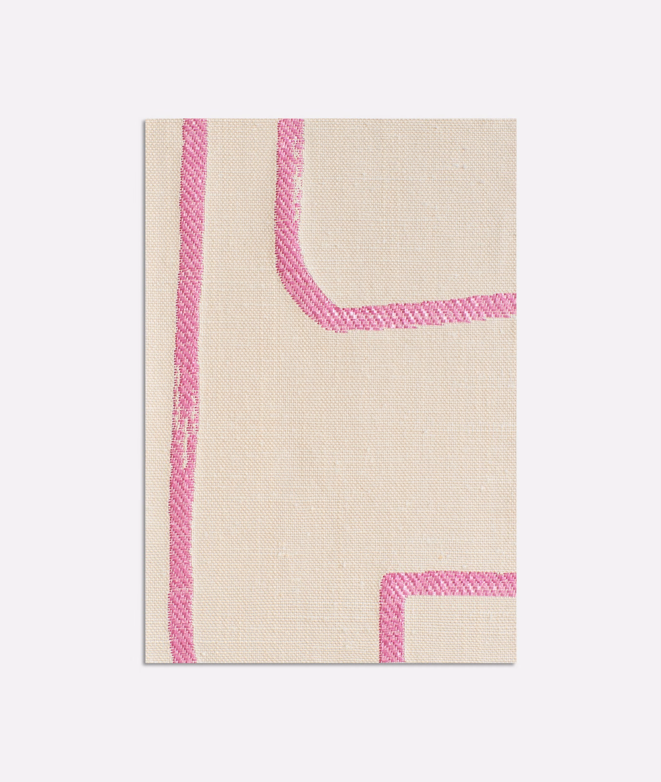 Cream jacquard ground with blush-pink rounded linear bands in close-up