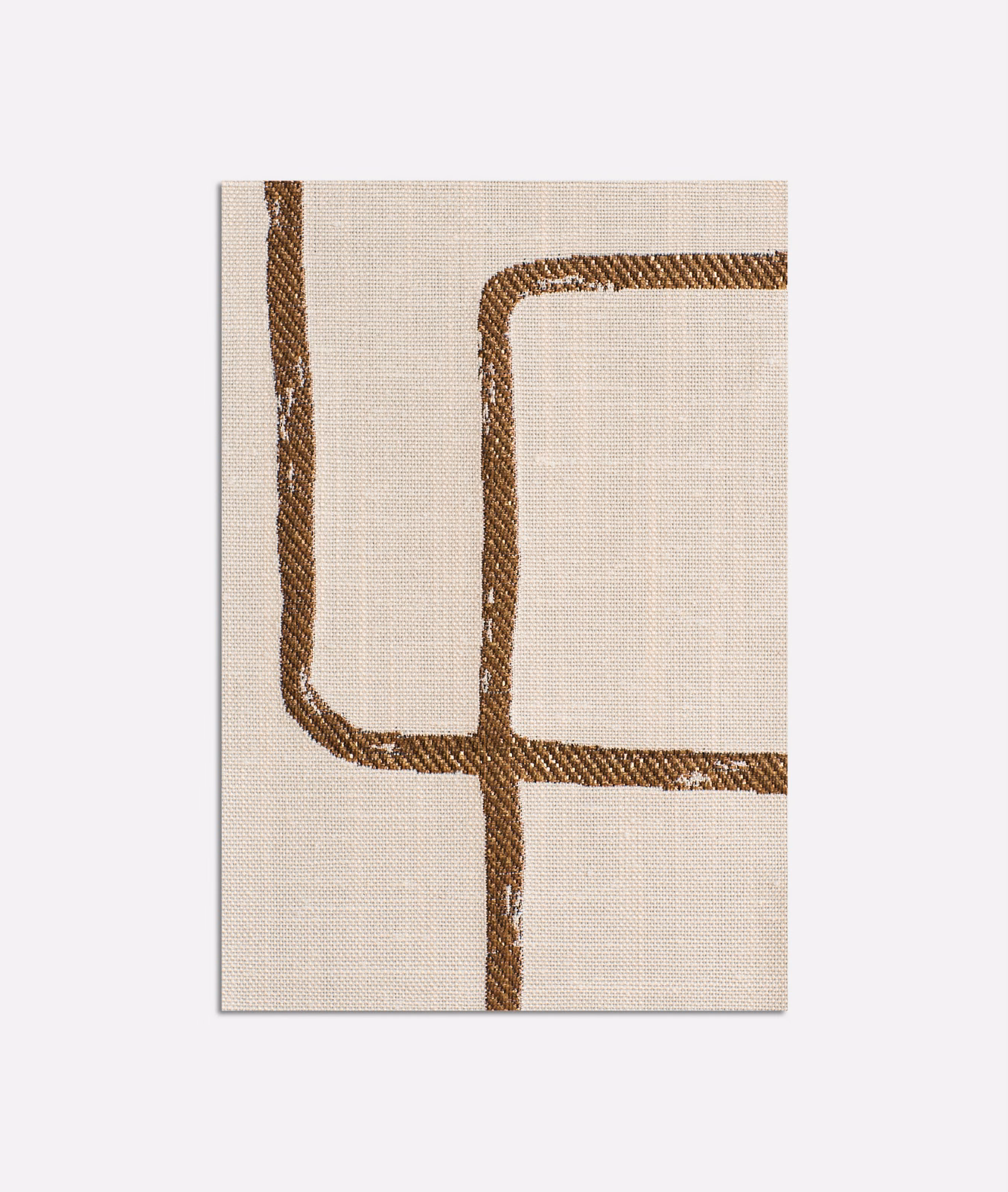 Warm ivory jacquard with tobacco-brown rounded geometric lines and fine woven texture