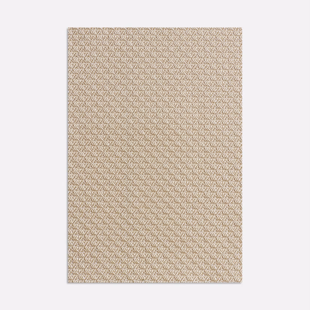 Warm ivory-beige jacquard with a small repeating taupe geometric weave