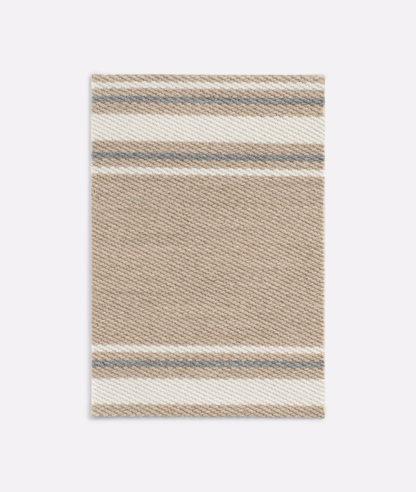 Warm beige jacquard with ivory and taupe bands, showing a fine diagonal weave