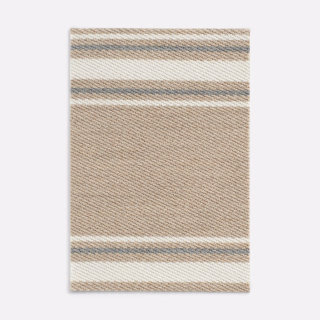 Warm beige jacquard with ivory and taupe bands, showing a fine diagonal weave