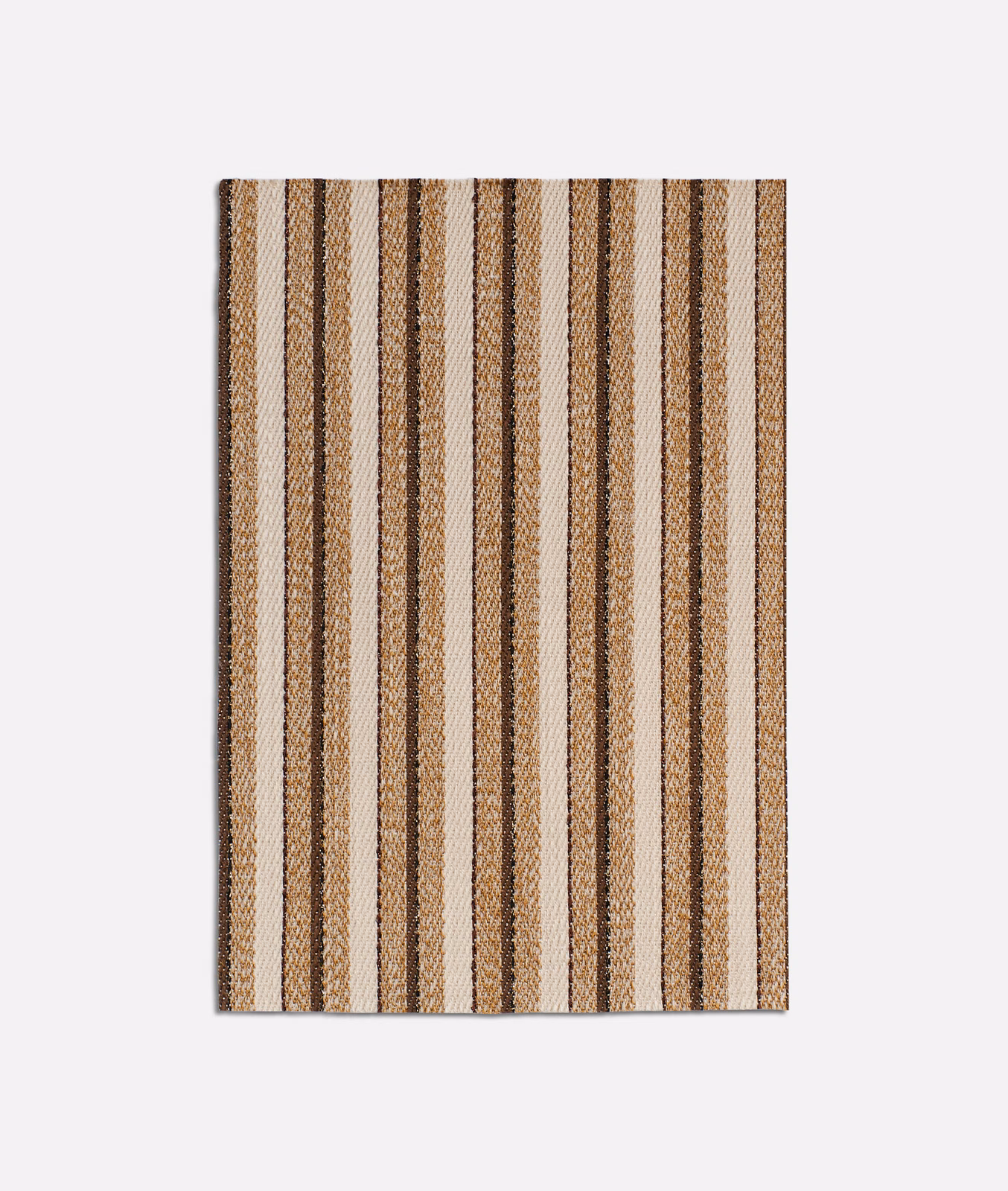 Warm amber and brown narrow stripes in a textured vertical jacquard weave