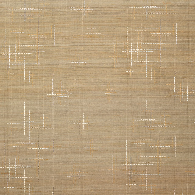 Warm bronze taupe jacquard with ivory broken-grid lines and fine horizontal texture