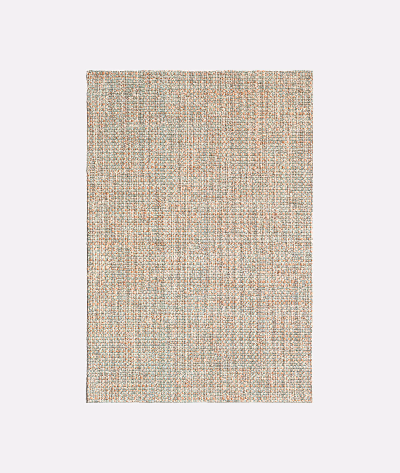 Pale ivory jacquard with blush, sage and blue-grey threads in a fine grid