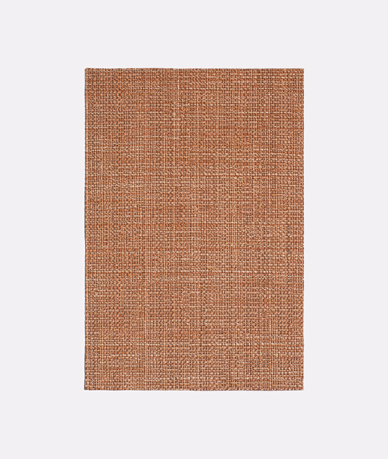 Warm rust-terracotta jacquard swatch with a fine, crosshatched woven texture