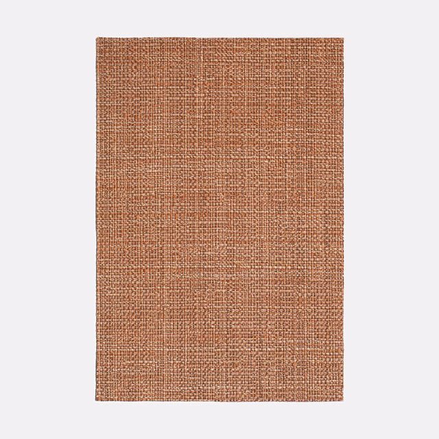 Warm rust-terracotta jacquard swatch with a fine, crosshatched woven texture