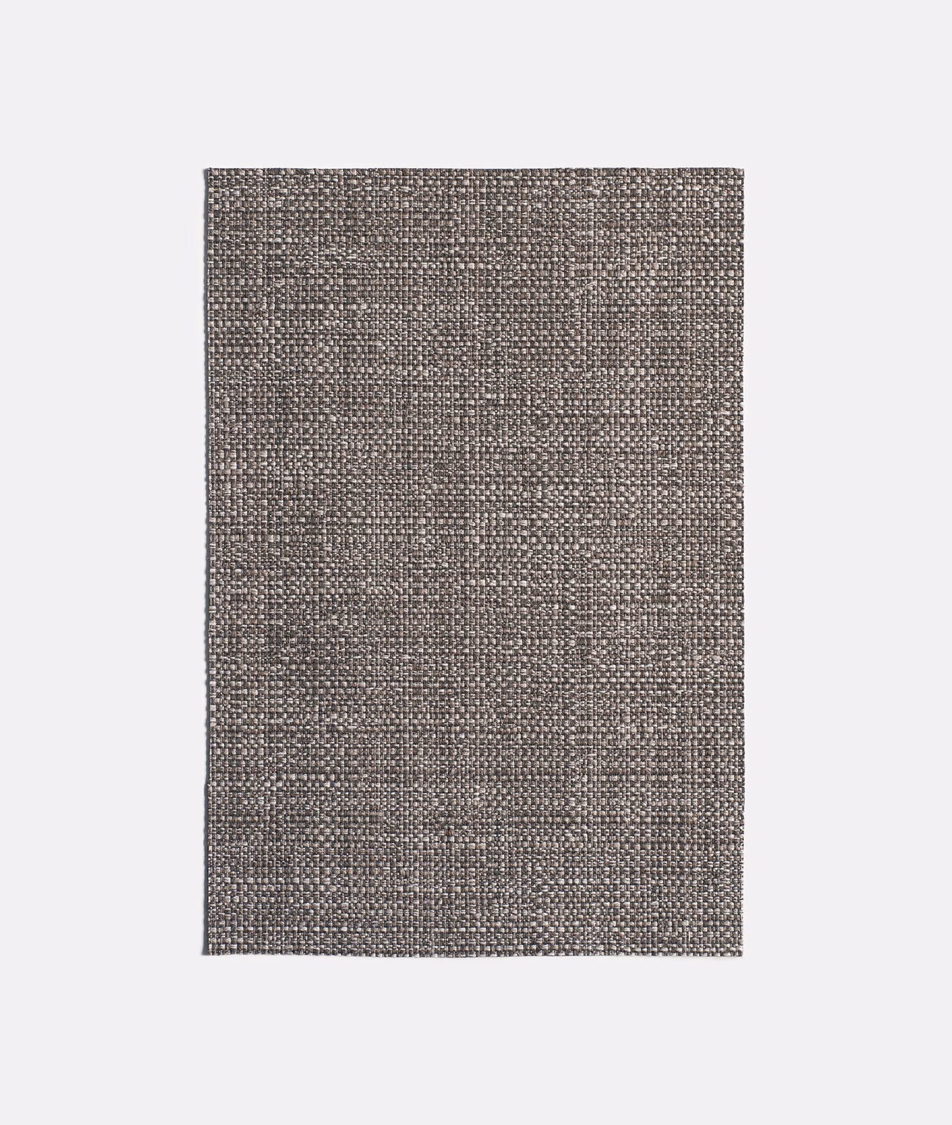 Charcoal-grey jacquard swatch with dense peppered weave and subtle brown-grey flecks