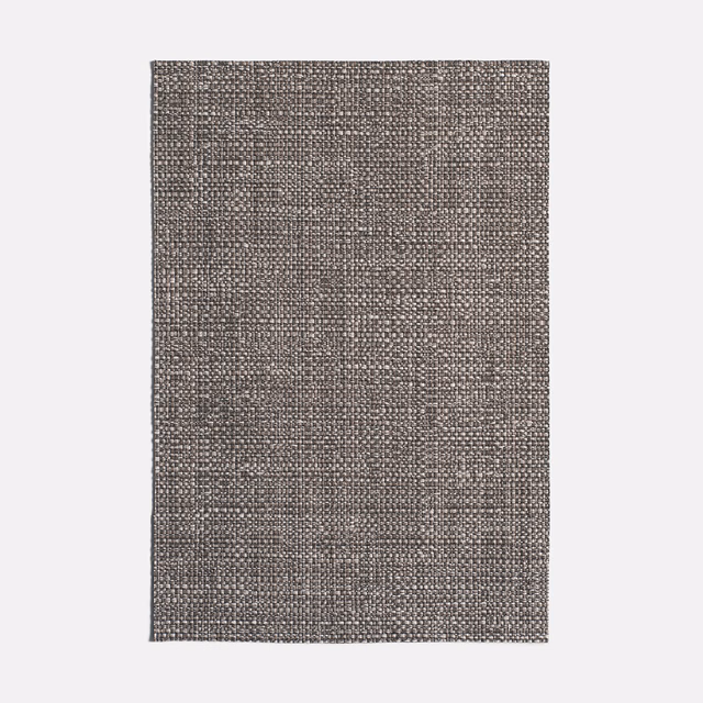 Charcoal-grey jacquard swatch with dense peppered weave and subtle brown-grey flecks