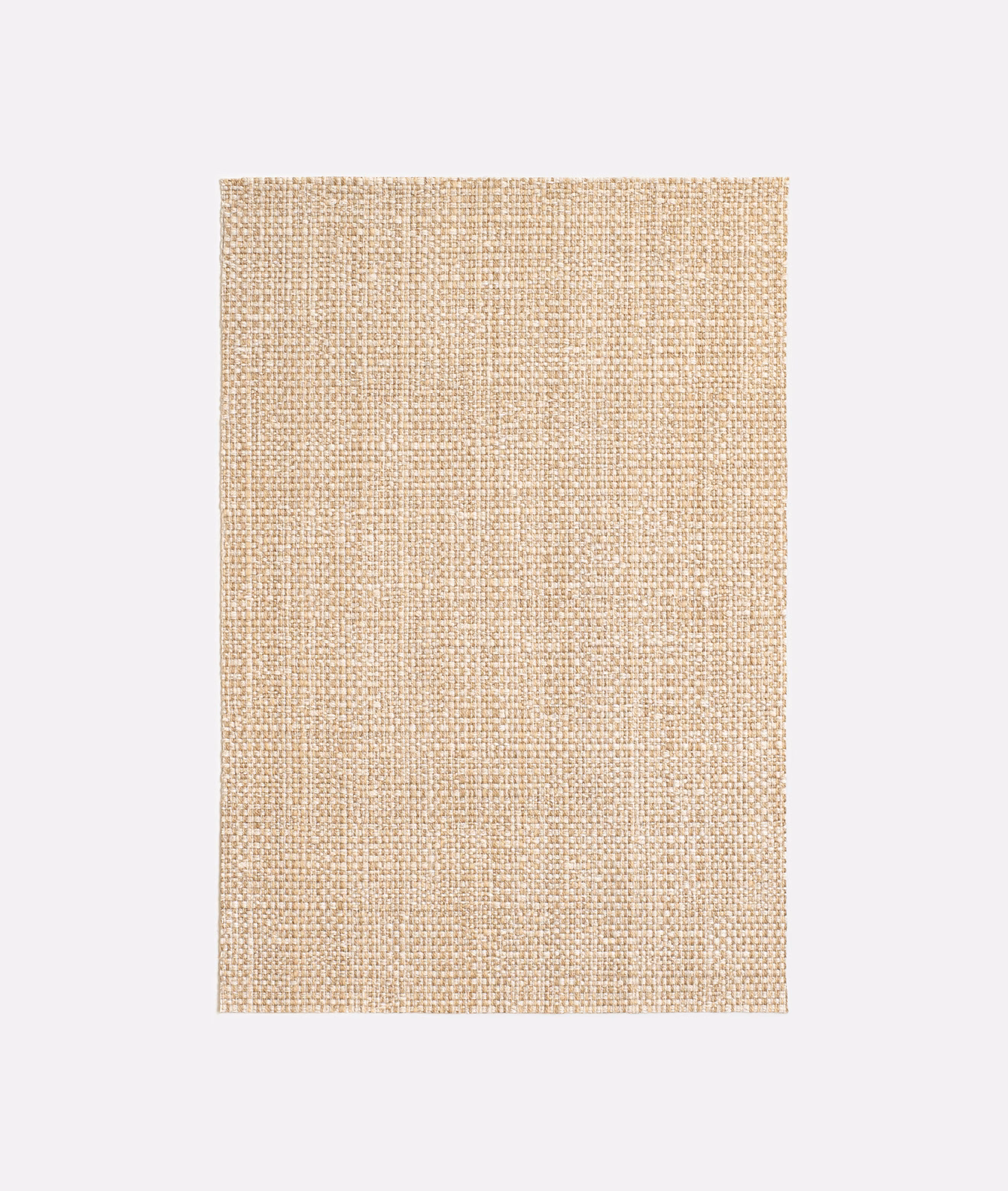 Warm sand-beige jacquard showing a fine, softly irregular squared weave