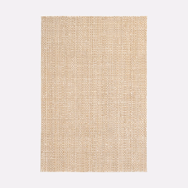Warm sand-beige jacquard showing a fine, softly irregular squared weave