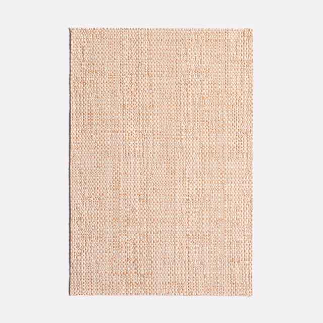 Pale peach-beige jacquard swatch with dense flecked weave and subtle vertical striations