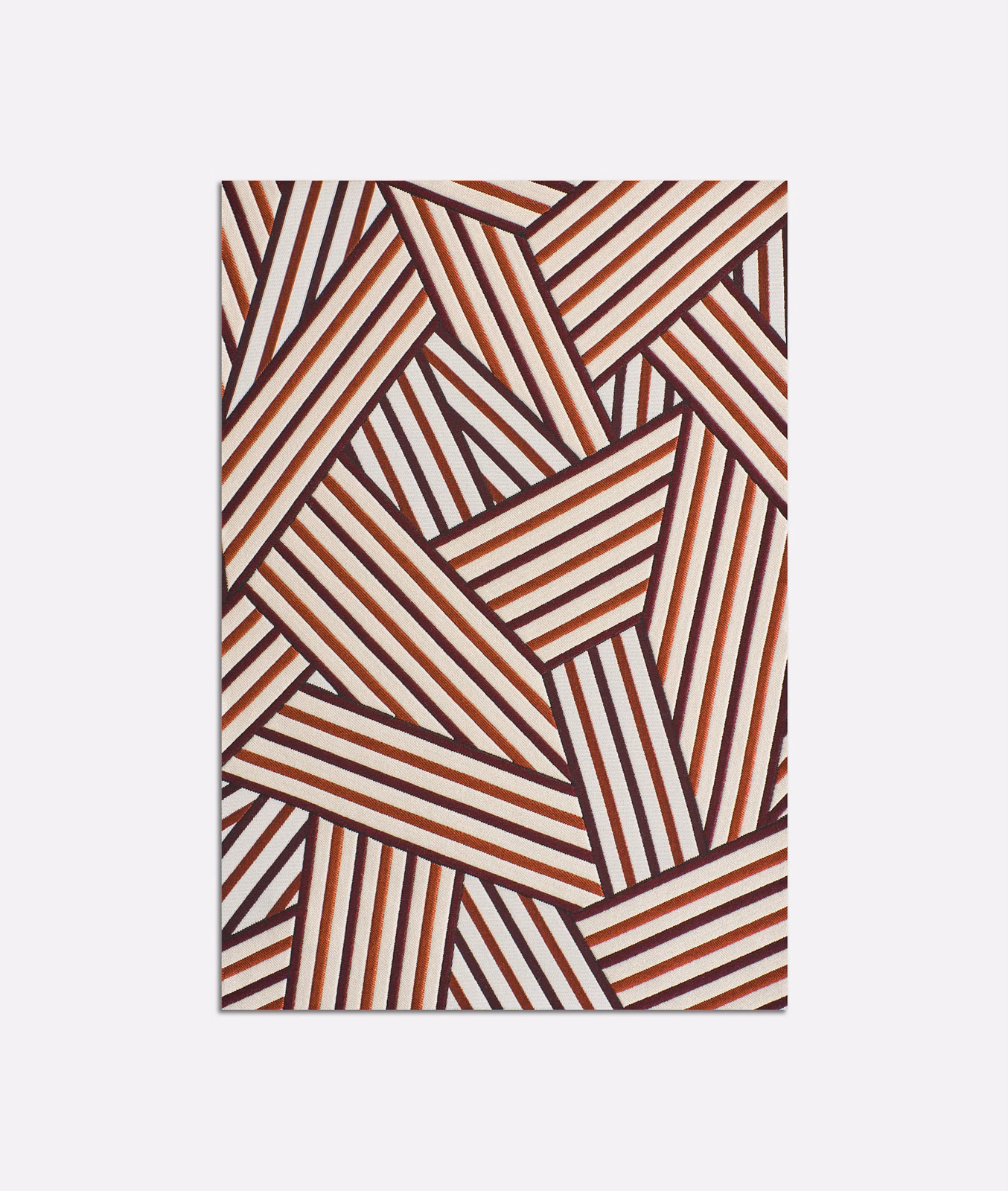 Ivory jacquard with rust and burgundy angular striped blocks