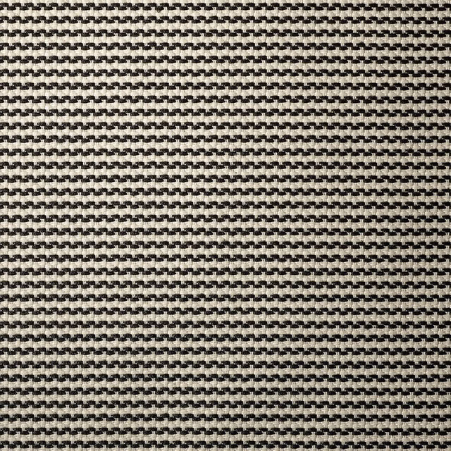 Warm beige jacquard with charcoal geometric bars and a tightly textured weave