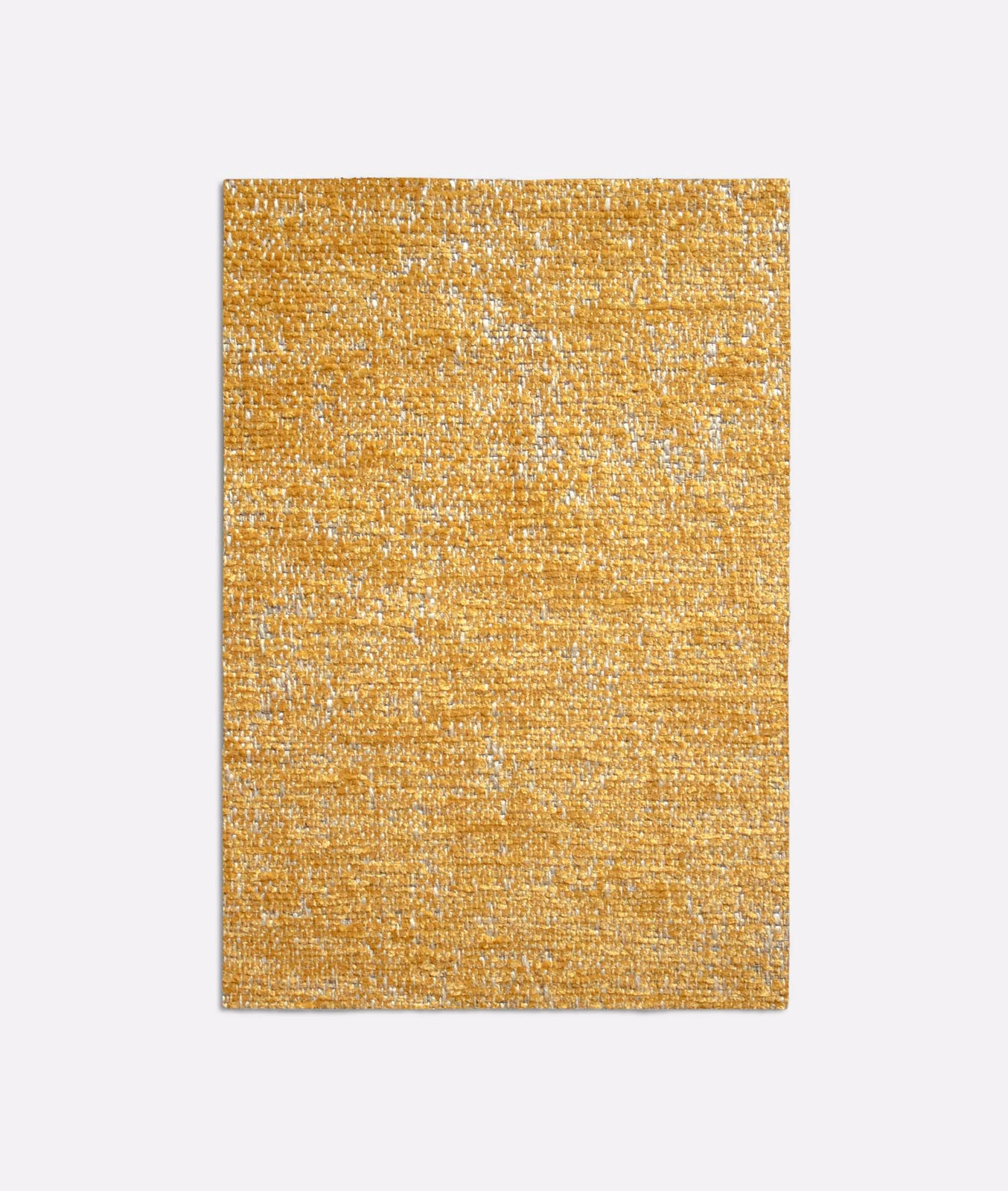 Warm saffron-gold jacquard swatch with dense flecked weave and subtle tonal texture