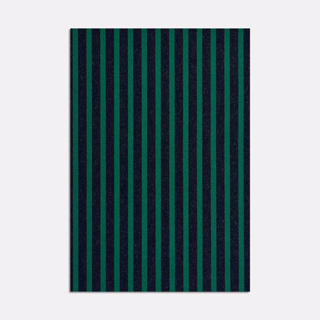 Narrow teal and charcoal vertical stripes on a subtly ribbed jacquard surface