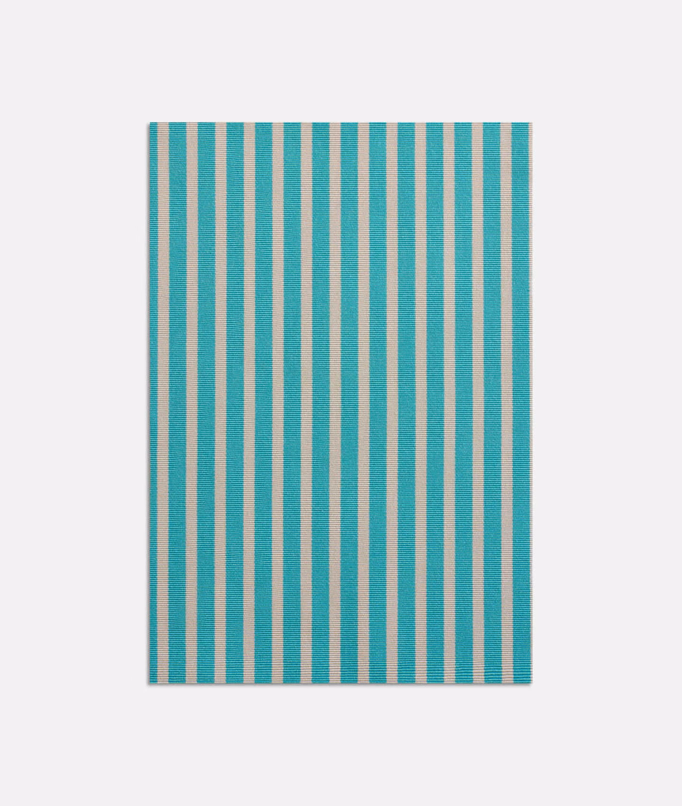 Turquoise-teal and pale grey vertical stripes on a softly textured woven swatch