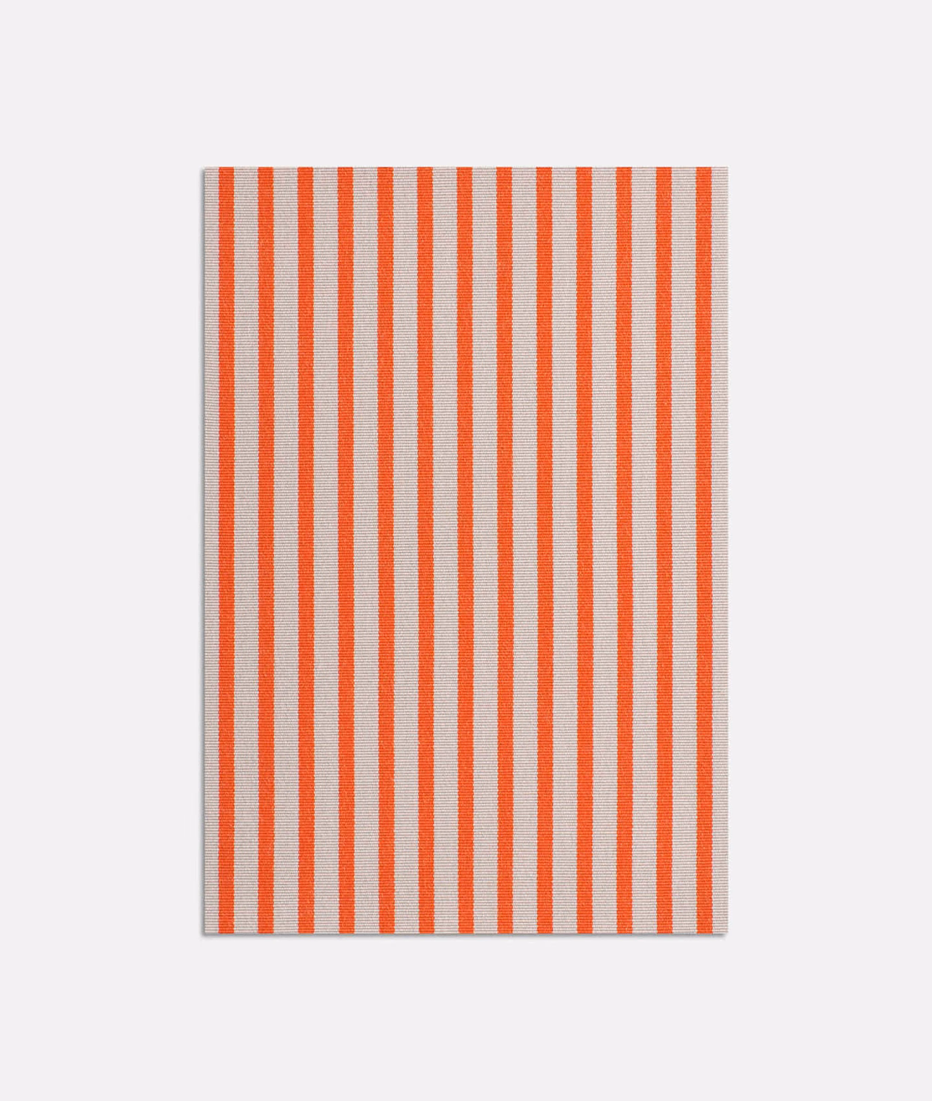 Carrot-orange and pale grey vertical stripes with a softly textured jacquard weave