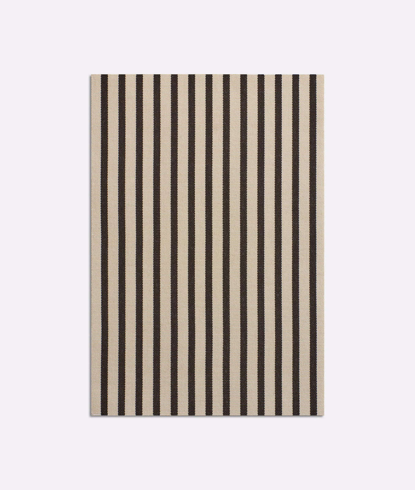 Ivory and dark brown narrow vertical stripes with a softly woven surface