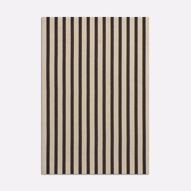 Ivory and dark brown narrow vertical stripes with a softly woven surface