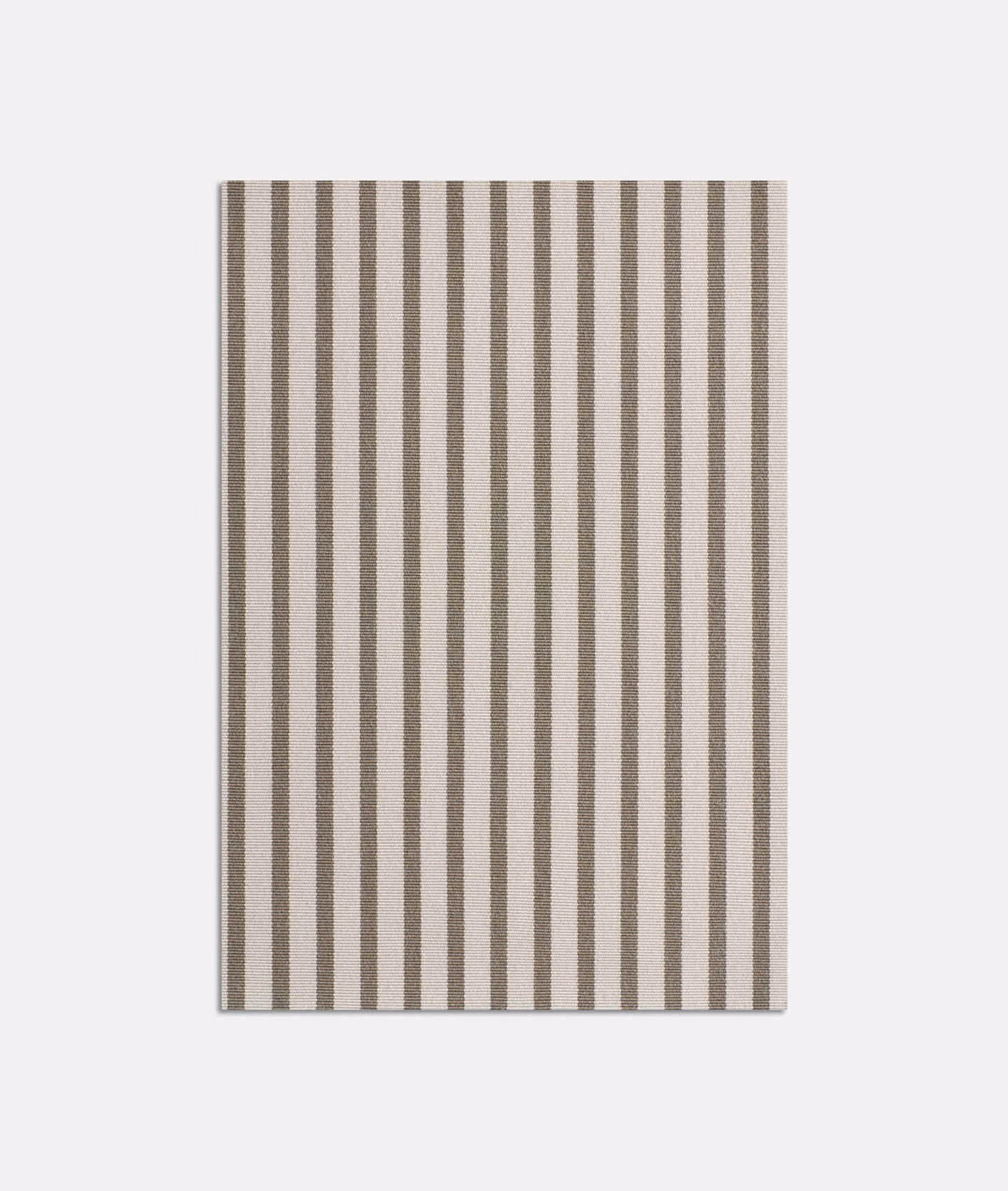 Warm taupe and stone vertical stripes in a lightly textured woven swatch